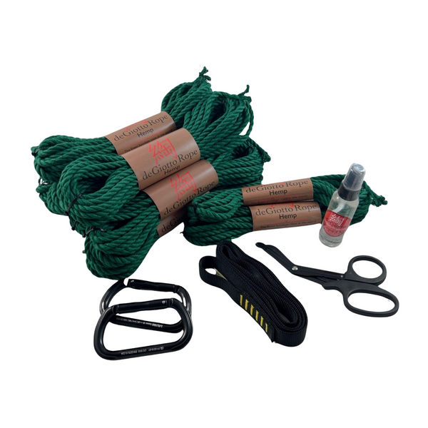 Hemp Shibari Rope Starter Suspension Kit 8x30' 2x15'