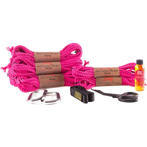 hemp shibari rope starter suspension kit 8x30' 2x15' pink