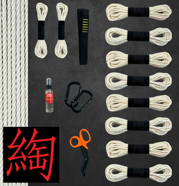 Hemp Shibari Rope Starter Suspension Kit 8x30' 2x15'