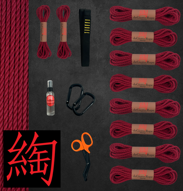 Hemp Shibari Rope Starter Suspension Kit 8x30' 2x15'