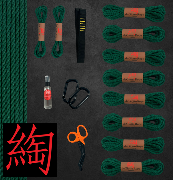 Hemp Shibari Rope Starter Suspension Kit 8x30' 2x15'