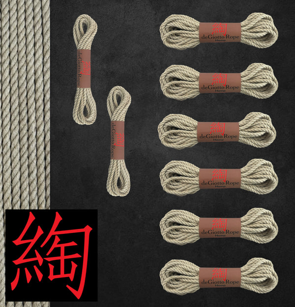 Hemp Shibari Rope Standard Kit 6x30' 2x15'