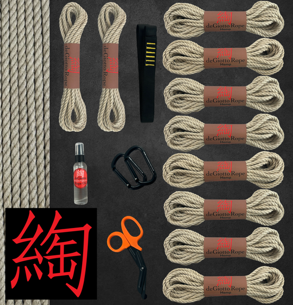 Hemp Shibari Rope Starter Suspension Kit 8x30' 2x15'