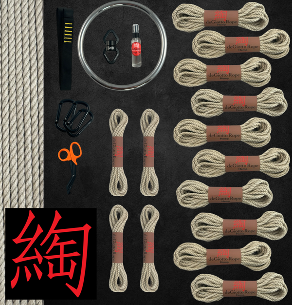 Hemp Shibari Rope Deluxe Suspension Kit 10x30' 4x15'