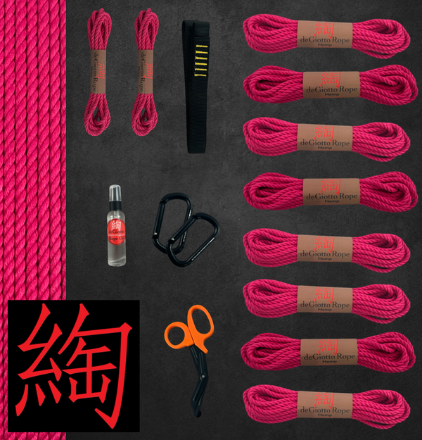 Hemp Shibari Rope Starter Suspension Kit 8x30' 2x15'