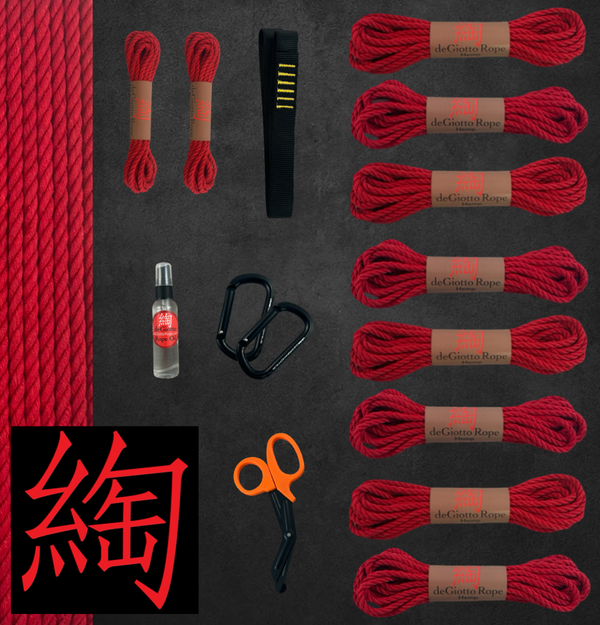 Hemp Shibari Rope Starter Suspension Kit 8x30' 2x15'