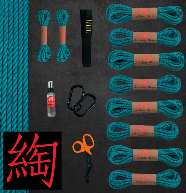 Hemp Shibari Rope Starter Suspension Kit 8x30' 2x15'