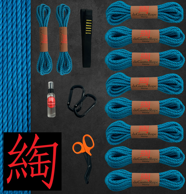 Hemp Shibari Rope Starter Suspension Kit 8x30' 2x15'