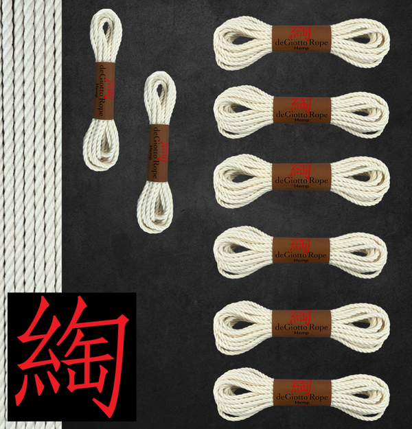 Hemp Shibari Rope Standard Kit 6x30' 2x15'