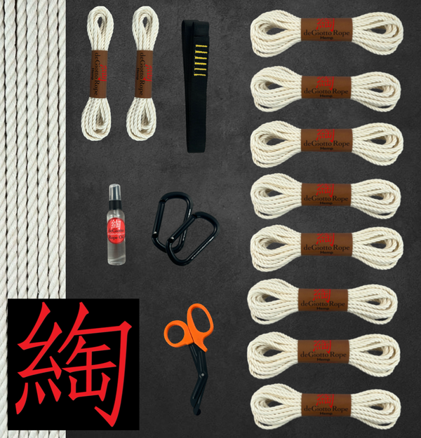 Hemp Shibari Rope Starter Suspension Kit 8x30' 2x15'