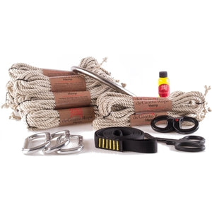 hemp shibari rope deluxe suspension kit 10x30' 4x15' natural