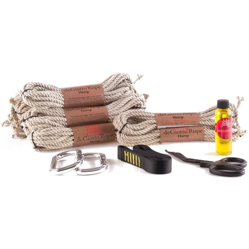 hemp shibari rope starter suspension kit 8x30' 2x15'