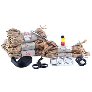 jute shibari rope deluxe suspension kit 10x30' 4x15' natural - standard(loose) lay