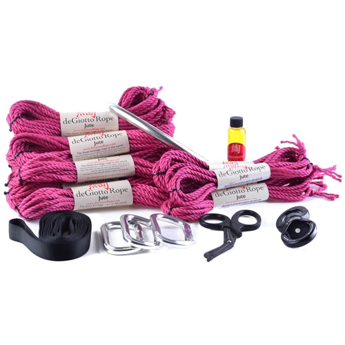 jute shibari rope deluxe suspension kit 10x30' 4x15' pink/magenta