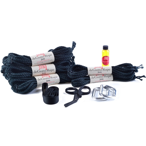jute shibari rope suspension starter kit 8x30' 2x15' black