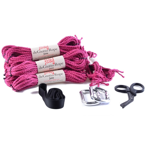 jute shibari rope suspension starter kit 8x30' 2x15' pink/magenta